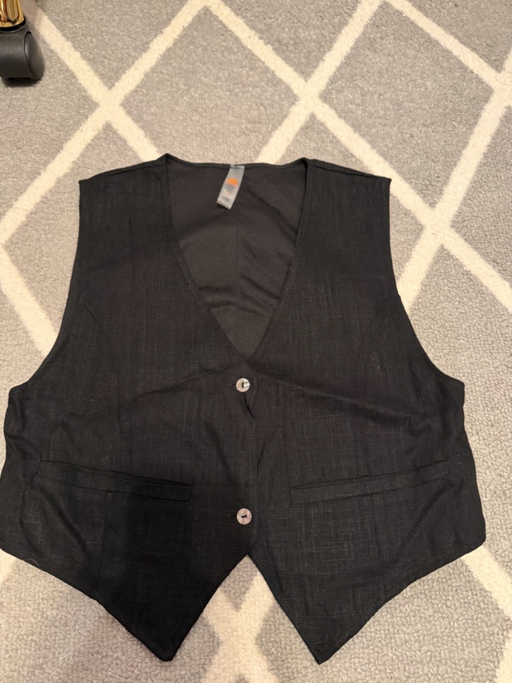 Mono B Black V-Neck Button Front Vest